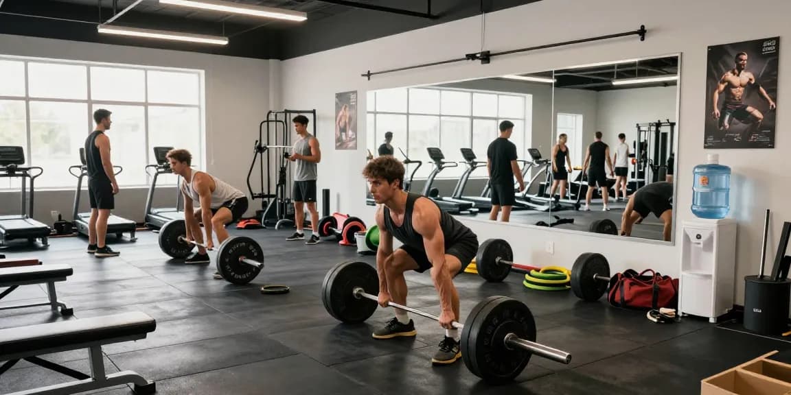 Anabolika Shop fitness training scene with bodybuilders engaging in workouts, showcasing dedication and equipment in a vibrant gym environment.