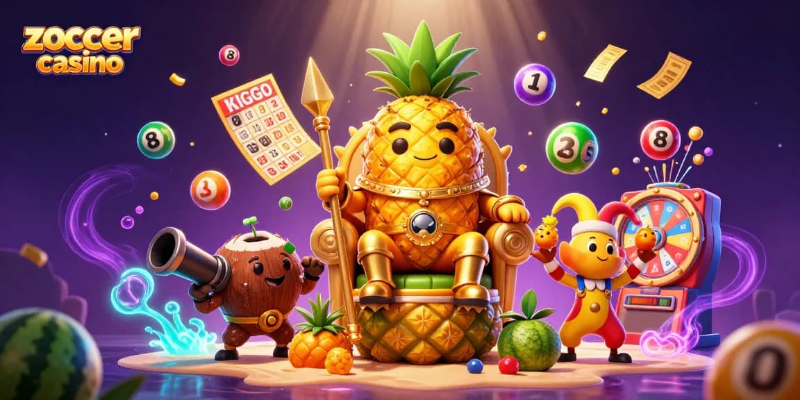 Experience excitement at zoccer casino with vibrant characters and dynamic gaming elements in this lively 3D illustration.