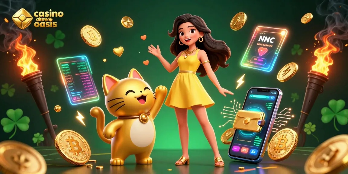 Engage in thrilling gameplay at casino ohne oasis with vibrant characters and crypto elements.