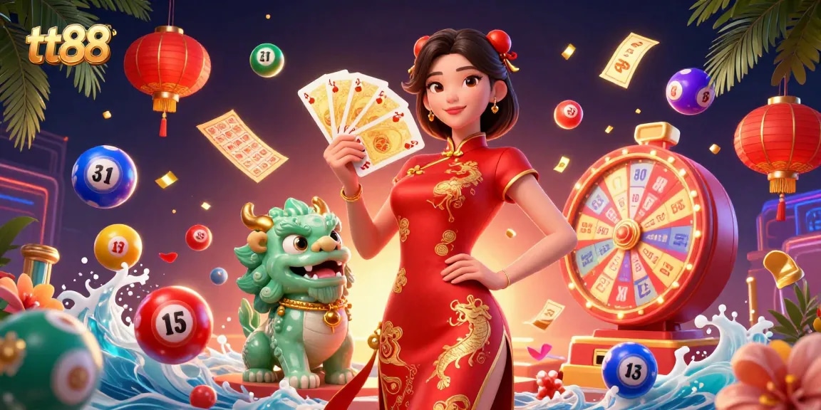 Experience the thrilling world of tt88 with a vibrant illustration showcasing exciting casino elements.