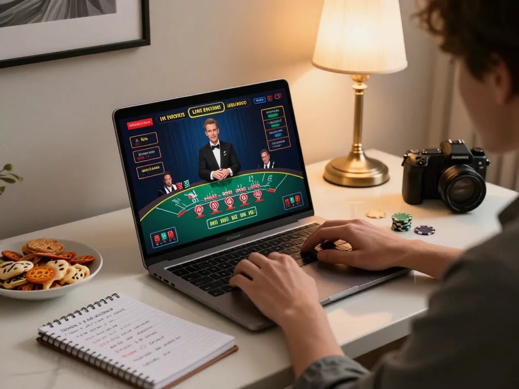 F168 player engaging in online blackjack from home, showcasing strategies and gaming interface.