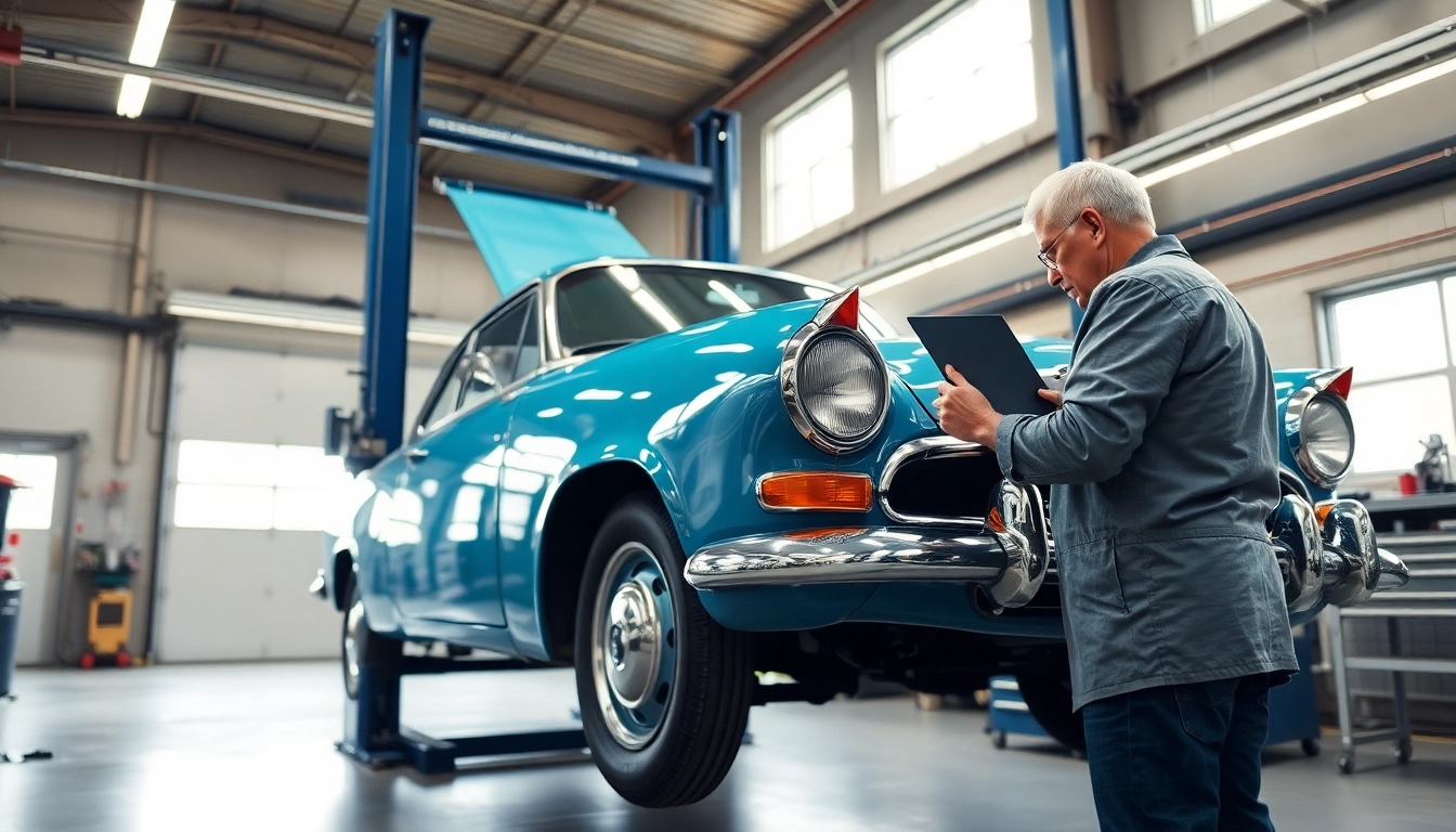 Oldtimer Wertgutachten analysiert in professioneller Werkstatt mit präzisem Expertenblick.