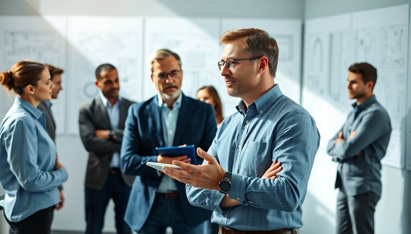 Headhunter Ingenieure strategizing with engineers in a modern office setting.
