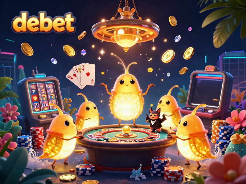 Experience the vibrant casino world of debet as glowing creatures illuminate a thrilling gaming scene.