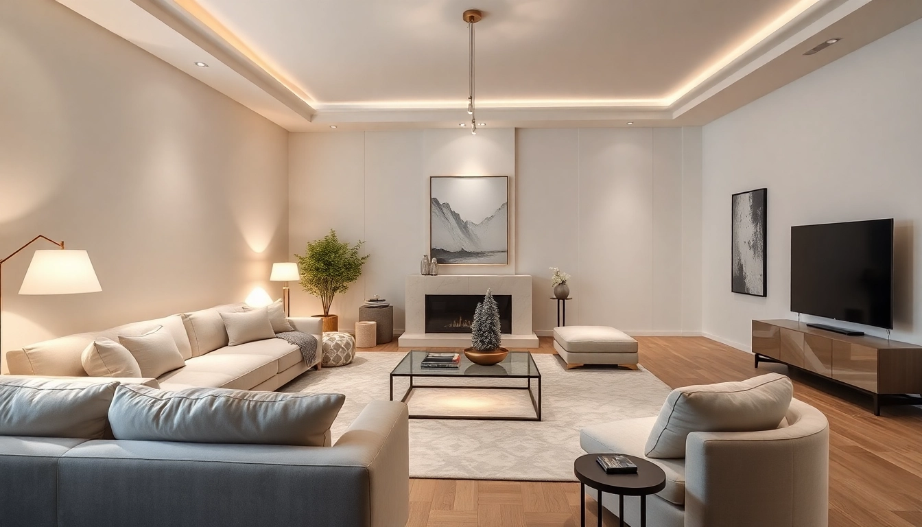 Experience luxury in a beautifully designed living room with elegant decor and soft lighting.