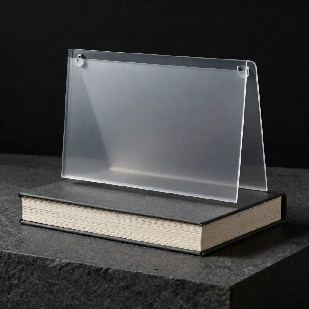 Charcoal-Folios mit transparenter Hülle vor dunklem Hintergrund
