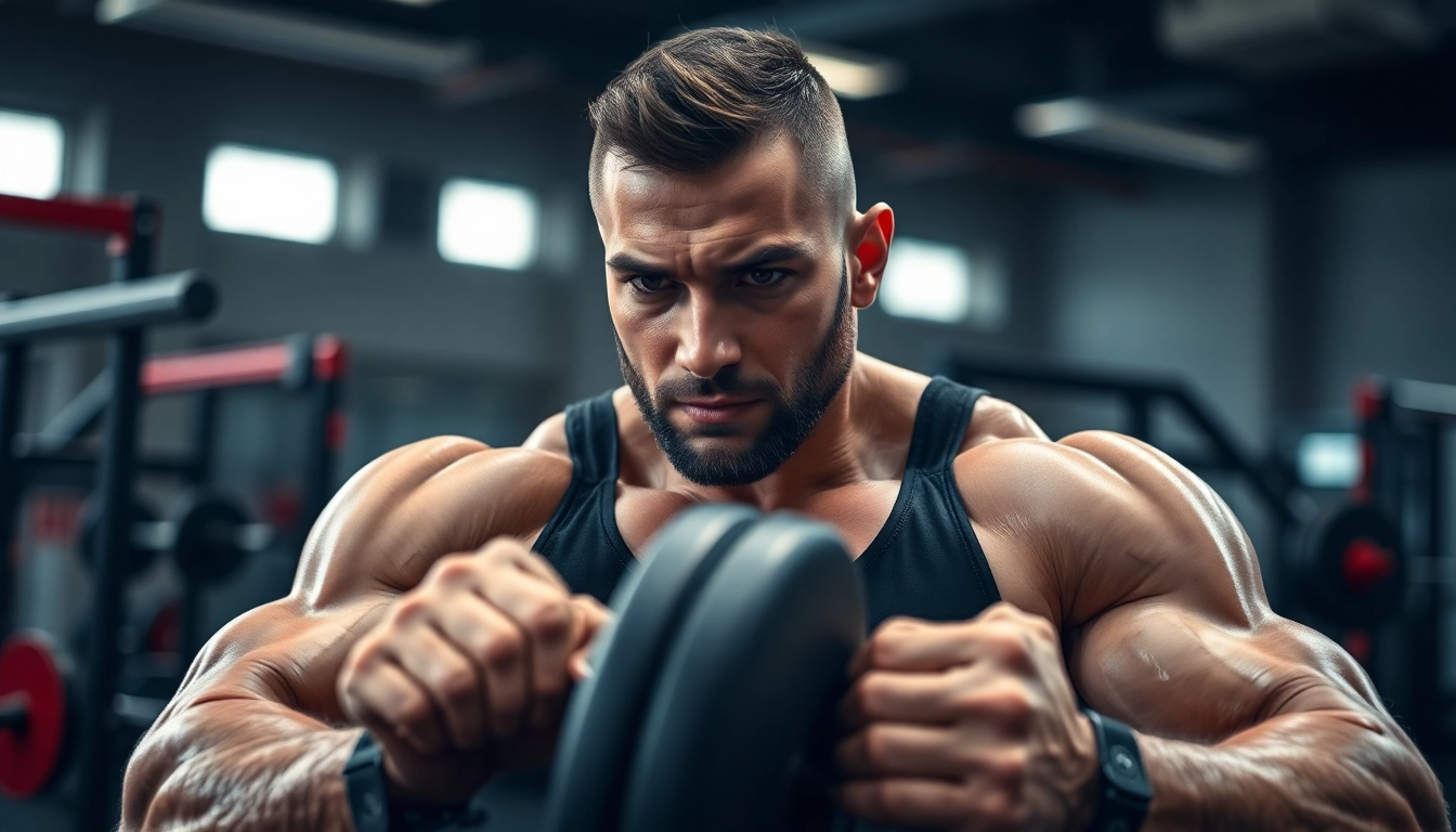 Maxibal Nandrolone Testosterone application by a dedicated athlete in a vibrant gym environment.