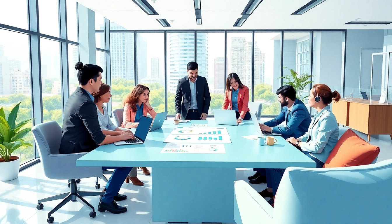 Erfolgreiche SEO Tipps erarbeiten im modernen Marketingbüro mit einem engagierten Team.