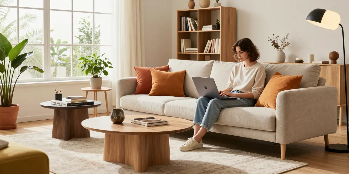 Stylische Möbel online kaufen in einem gemütlichen modernen Wohnzimmer durchstöbern.