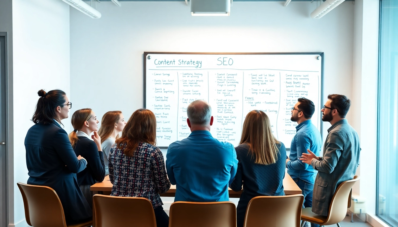 SEO Tipps: Experten diskutieren im modernen Büro über effektive Strategien.