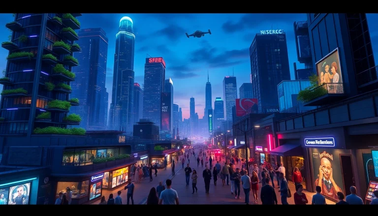 Explore the vibrant urban landscape showcasing spacemagz.de, where futuristic architecture meets nature.