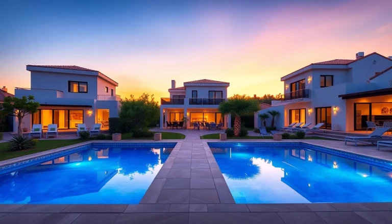 Entdecken Sie nordzypern immobilien mit modernen Villen vor malerischer Küstenlandschaft.