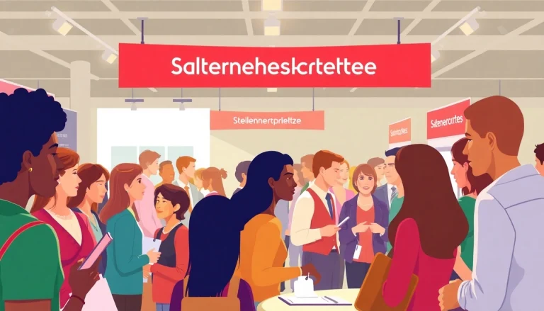 Promote Stellenangebote at a dynamic job fair with diverse attendees and engaging employers.