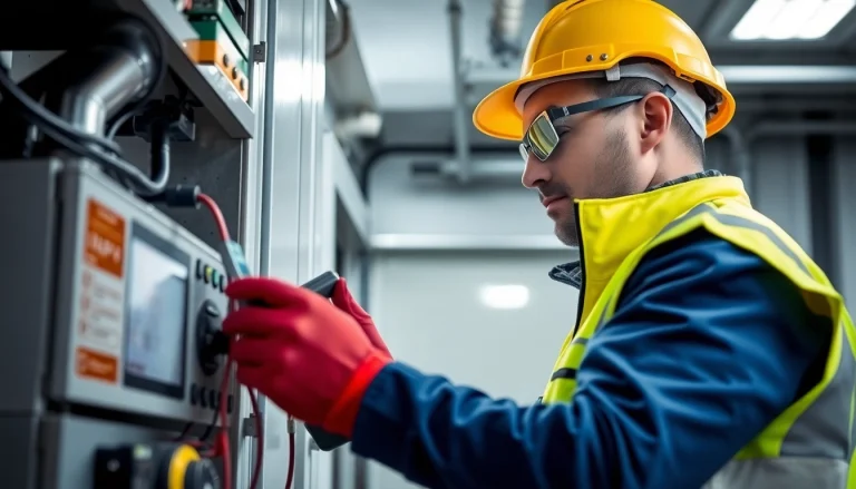 Inspecting electrical equipment for DGUV V3 Prüfung, highlighting safety compliance and thoroughness.