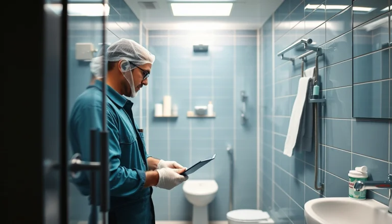 Sanitär Notdienst Techniker repariert eine Leitung in einem Badezimmer mit professionellem Equipment.