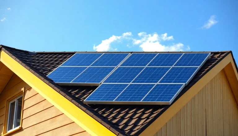 Photovoltaikanlage kaufen: Innovative Solarpanel auf einem modernen Dach, strahlend im Sonnenlicht.