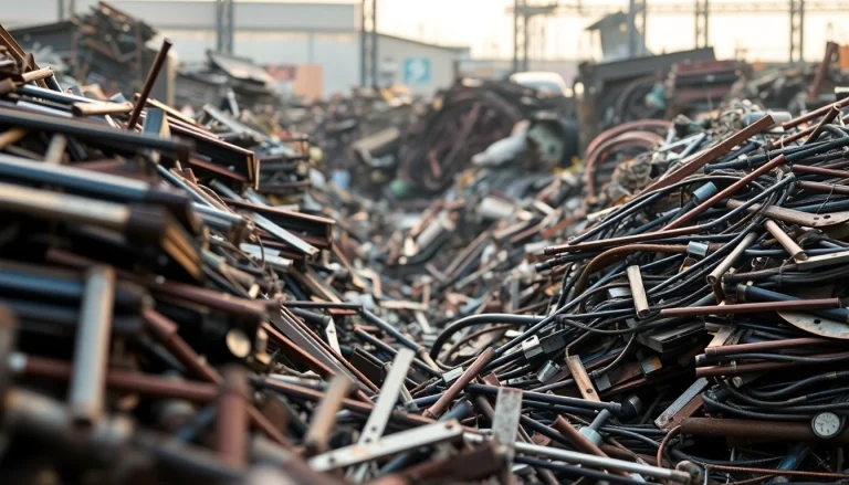 View of Schrottplatz Remscheid showing abundant scrap metal piles.