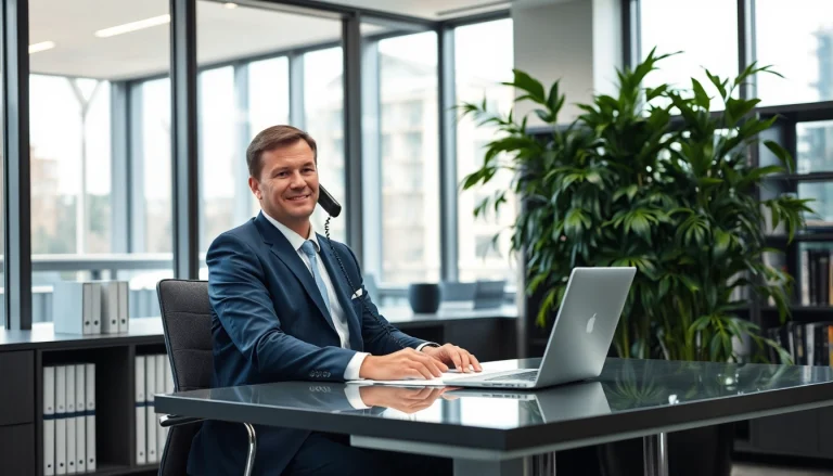 Professioneller Headhunter Bochum am Telefon in modernem Büro.