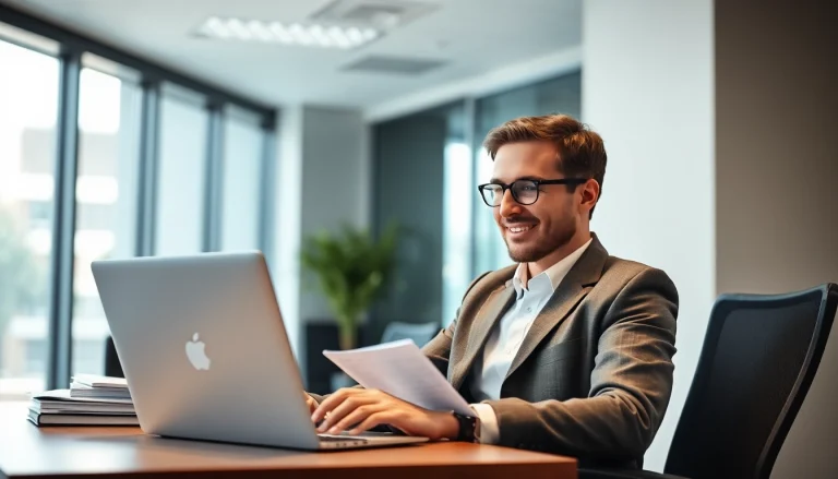 Headhunter Pflegekräfte bei der Arbeit am Laptop, um qualifizierte Fachkräfte zu rekrutieren.