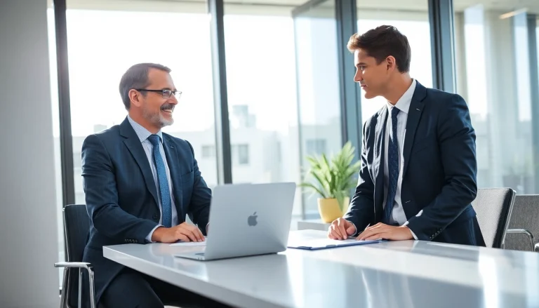 Headhunter Frankfurt in einem modernen Büro im Gespräch mit einem Kandidaten.