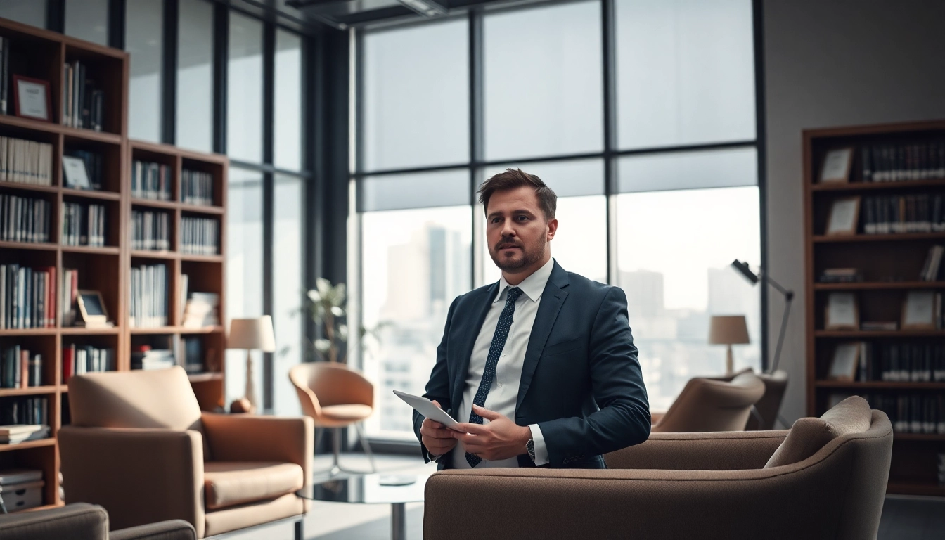 Headhunter Führungskräfte im Gespräch mit einem Kandidaten in einem modernen Büro, das Vertrauen und Professionalität ausstrahlt.