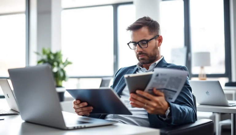 Headhunter Saarbrücken konzentriert sich auf die Analyse von Lebensläufen in einem modernen Büro.