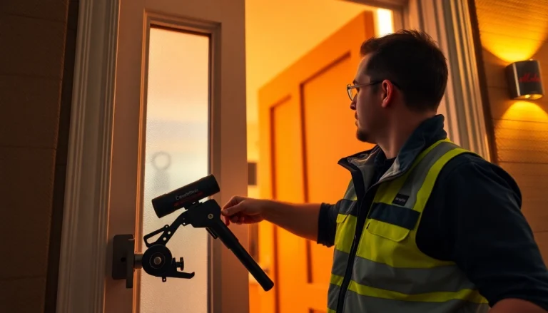 Schlüsseldienst Bruchsal öffnet beschädigungsfrei eine Haustür mit modernem Werkzeug.