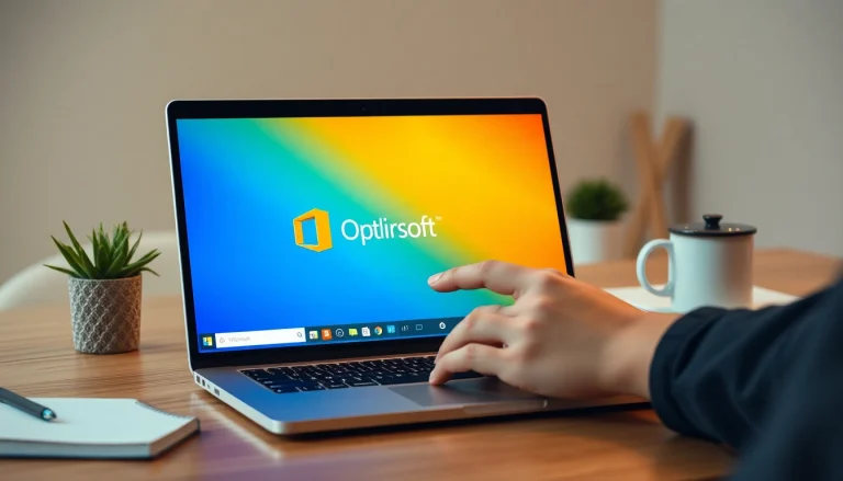Download der Microsoft Office 2024 Software auf einem Laptop durch Klicken der Schaltfläche.