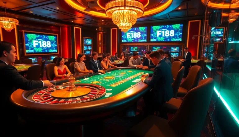 Experience the excitement of F168's premier casino games with vibrant poker tables and strategic gameplay.