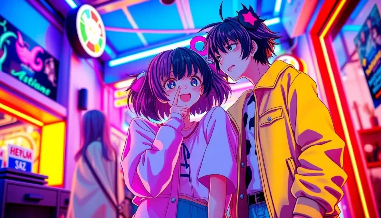 Anime sex scene with colorful characters in a playful, energetic setting