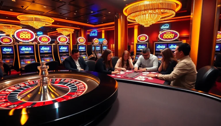 Engage with thrilling games at a casino featuring link 88i, showcasing poker tables and excitement.