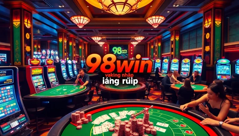 Engage in the thrill of online gaming with the 98win đăng nhập experience filled with vibrant casino visuals.