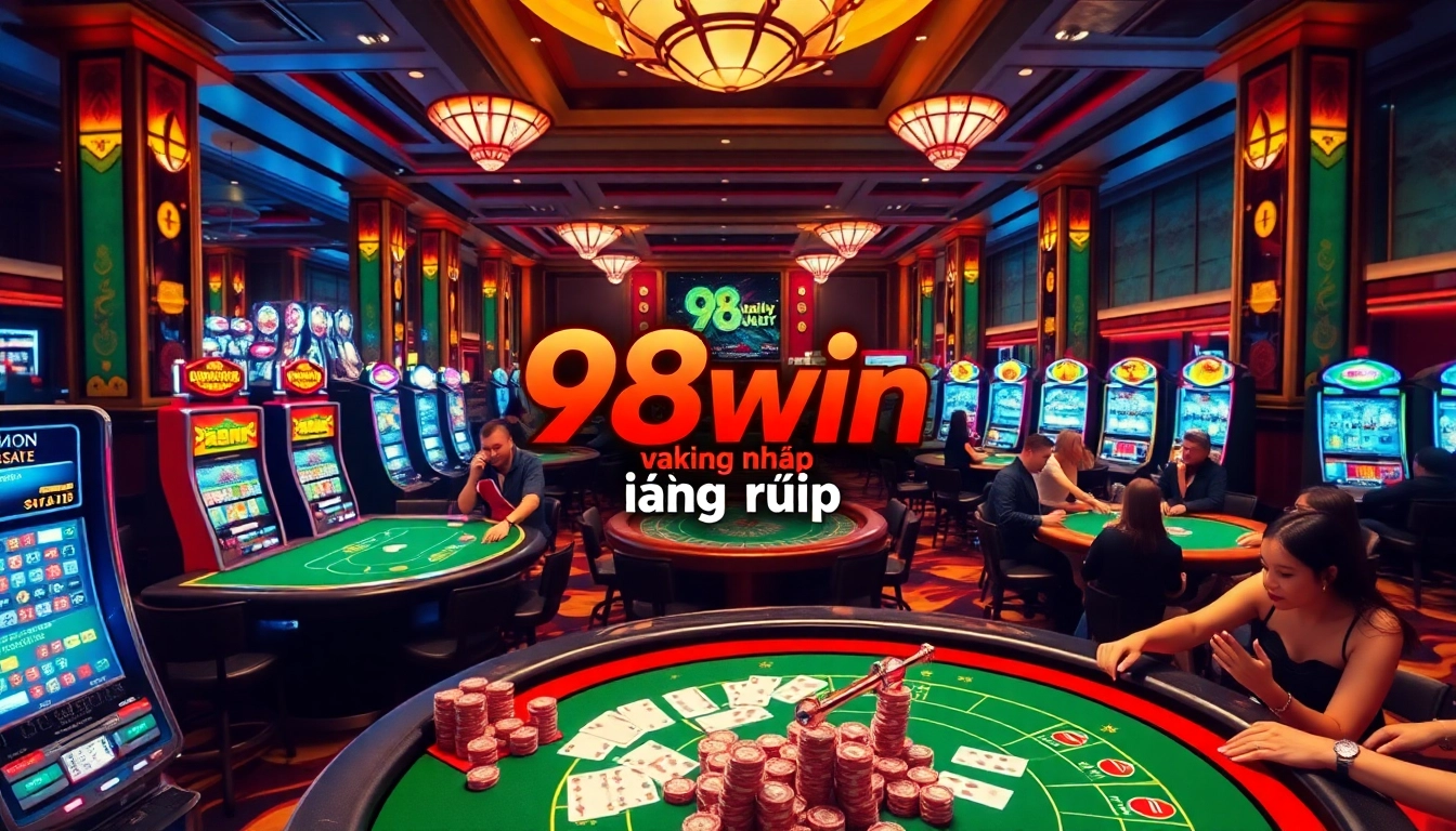Engage in the thrill of online gaming with the 98win đăng nhập experience filled with vibrant casino visuals.