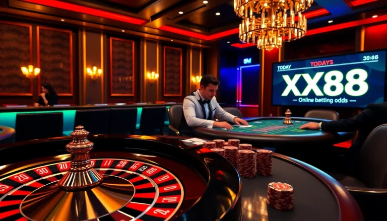 Experience the thrill of XX88 with professional gambling action at a casino table.