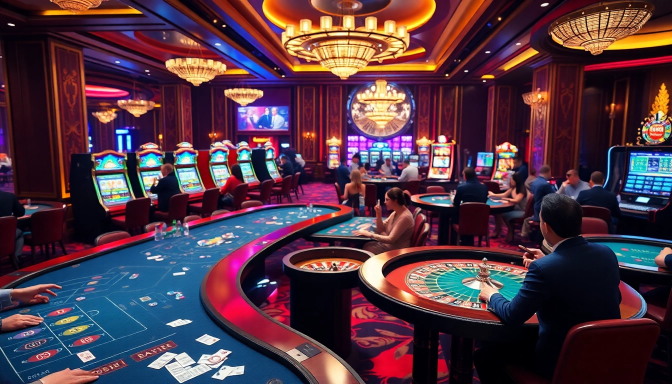 Experience thrilling gameplay with xin88 at lavish casino tables featuring poker and blackjack.
