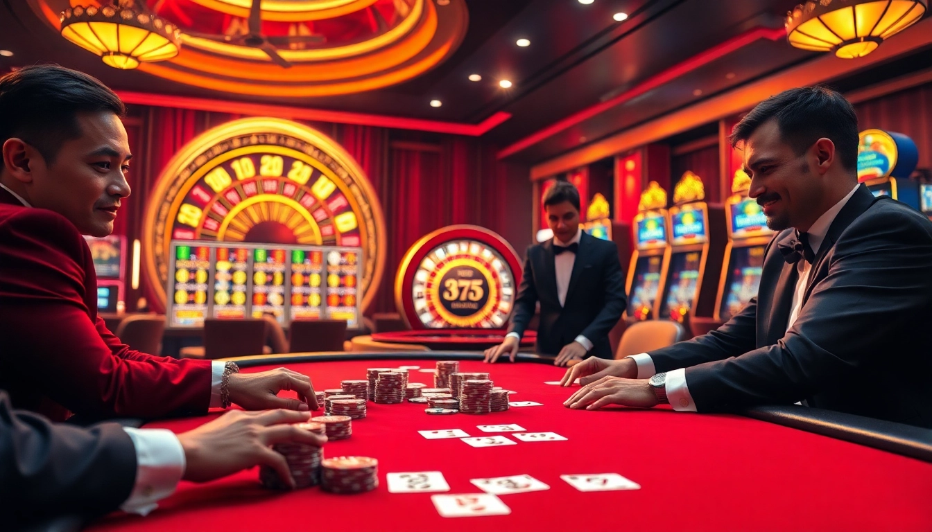 Exciting poker action at a luxurious casino table showcasing 33win gaming experience.