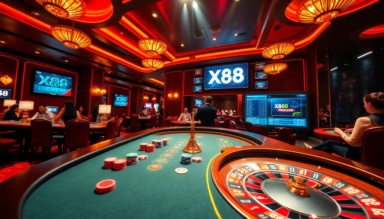 X88 slots and casino games immerse players in a thrilling gambling experience with vibrant visuals.