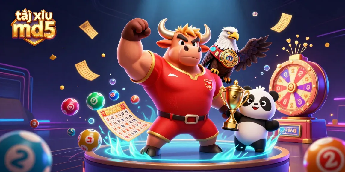 Experience the excitement of tài xỉu md5 with a vibrant 3D casino scene featuring dynamic characters.