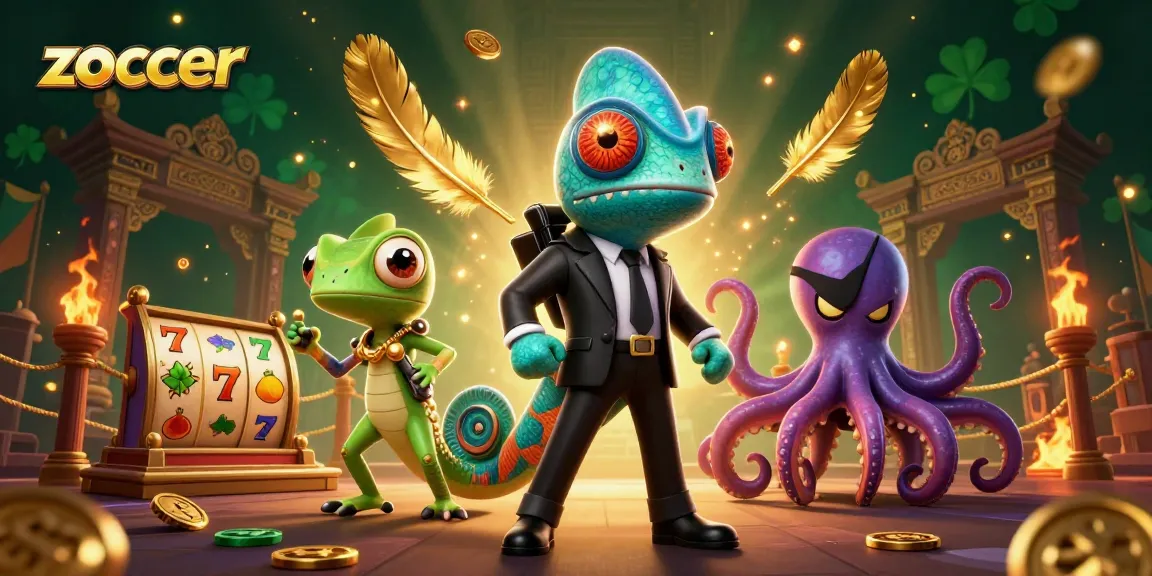 Engage with the lively scene at Zoccer Casino showcasing its vibrant 3D elements and characters.