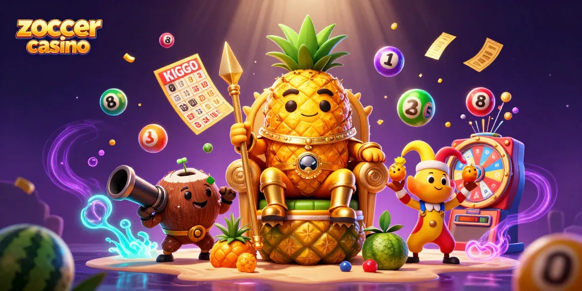Experience excitement at zoccer casino with vibrant characters and dynamic gaming elements in this lively 3D illustration.