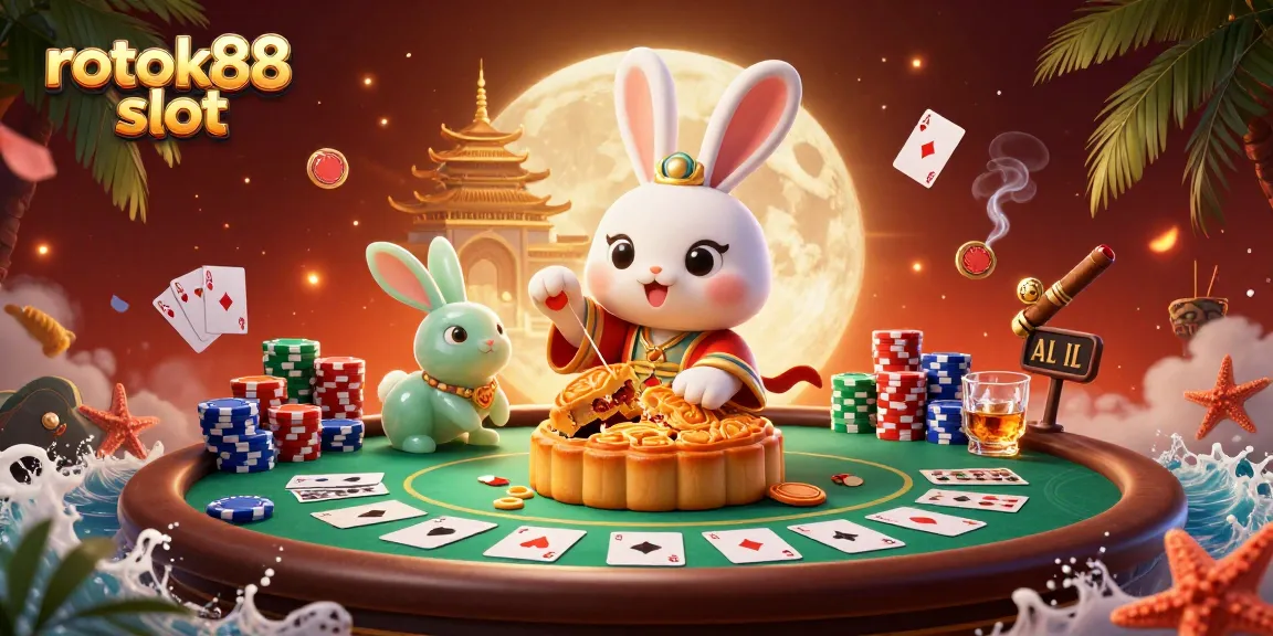 Spin the reels of rokok88 slot while enjoying vibrant lunar gambling in a magical setting.