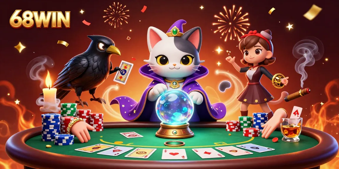 Experience thrilling gaming actions with 68WIN, where vibrant casino characters and elements create a captivating atmosphere.