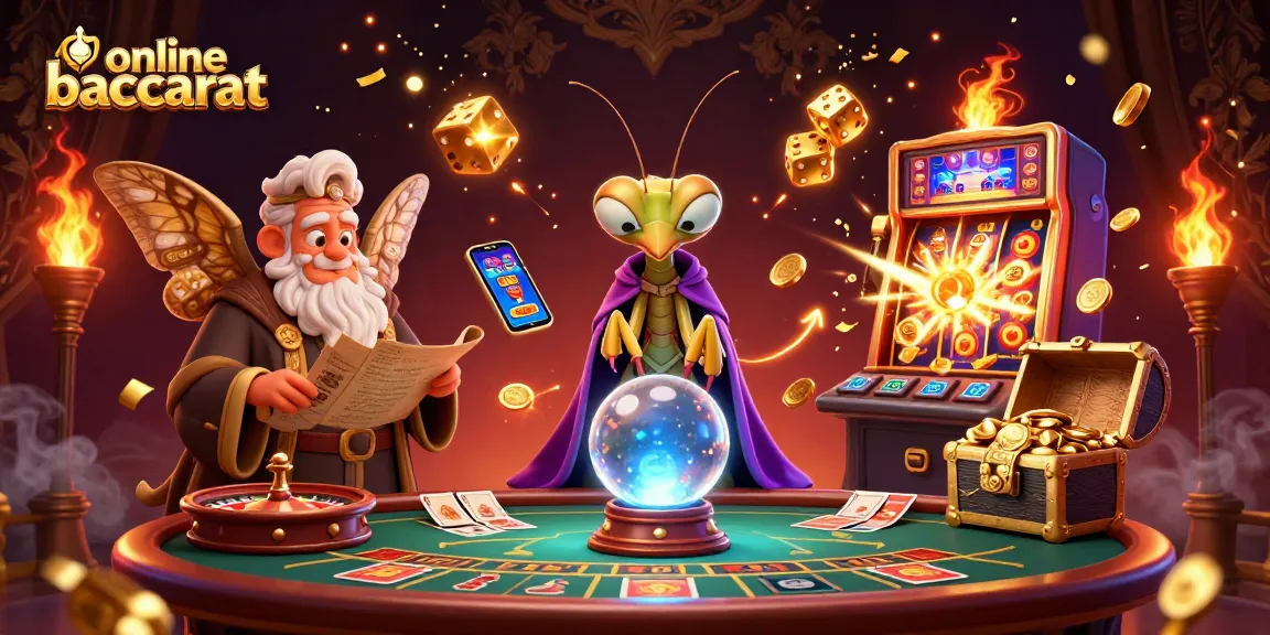 Experience thrilling online baccarat with a mystical fortune teller and rich casino elements.